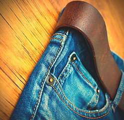 Image showing Aged blue jeans part
