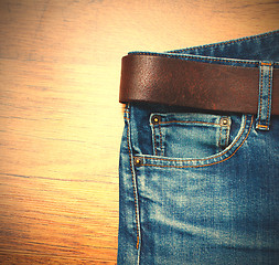 Image showing Aged blue jeans