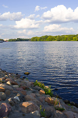 Image showing evening landscape with river