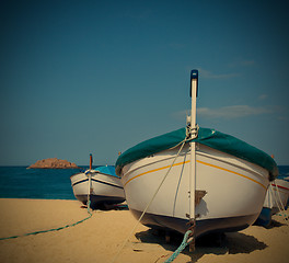 Image showing Boats on the beach