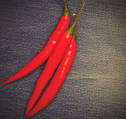 Image showing chili pepper on jeans background