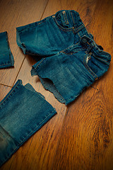 Image showing cat old jeans