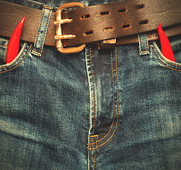 Image showing jeans with red chili pepper