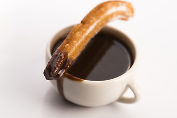 Image showing deliciuos spanish Churros with hot chocolate