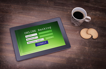 Image showing Online banking on a tablet