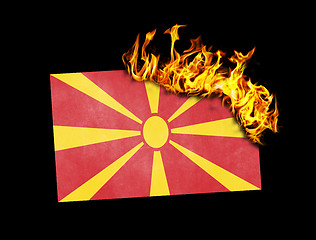 Image showing Flag burning - Macedonia