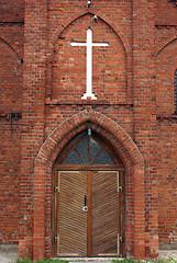 Image showing Entrance of brick church