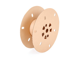 Image showing Cable drum. Industrial paper reel for fiber optic cable