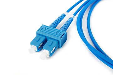 Image showing blue fiber optic duplex SC connector patchcord