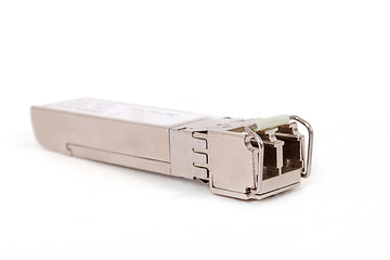 Image showing Optical gigabit sfp module for network switch on the white backg