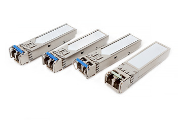 Image showing Optical gigabit sfp modules for network switch on the white background 