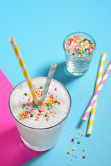 Image showing  Glass of milk and Sprinkles 