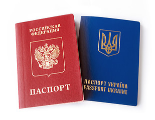 Image showing Ukrainian and Russian ID passports 