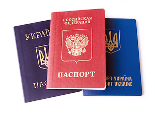 Image showing Ukrainian and Russian ID passports 