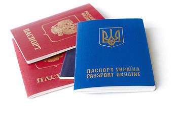 Image showing Ukrainian and Russian ID passports 