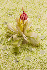 Image showing Decorative flower of leeks and radishes