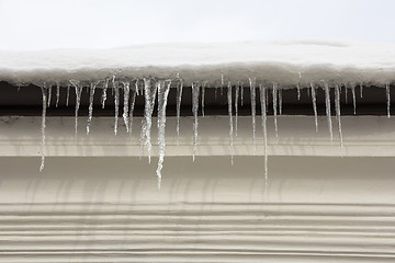 Image showing Icicles hanging off a roof