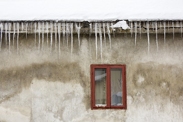 Image showing Icicles on the roof