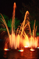 Image showing Fireworks display on a lake