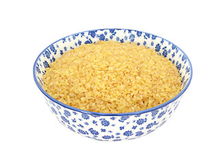 Image showing Bulgur wheat in a blue and white china bowl