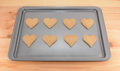 Image showing Eight plain heart-shaped cookies
