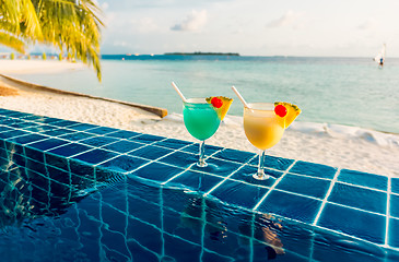 Image showing Cocktail near the swimming pool