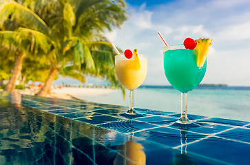 Image showing Cocktail near the swimming pool