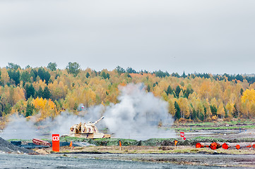 Image showing The 152 mm howitzer 2S19M2 Msta-S shoots. Russia