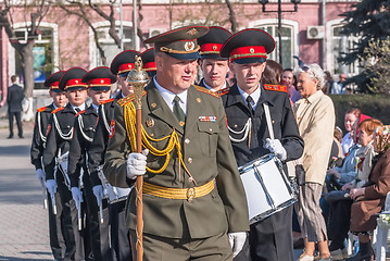 Image showing Military cadet orchestra on Victory Day parade