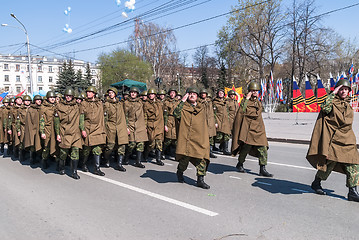 Image showing Group of military force soldiers on parade