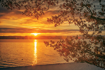 Image showing sunrise Starnberg lake