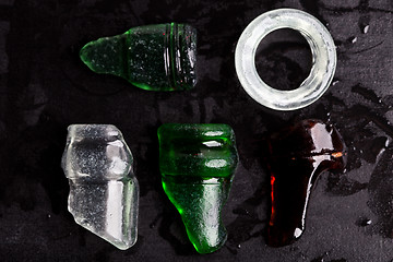 Image showing old sea glass bottlenecks