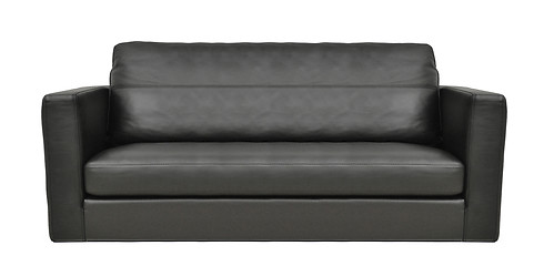 Image showing modern black leather sofa isolated