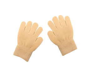 Image showing knitted woolen baby gloves