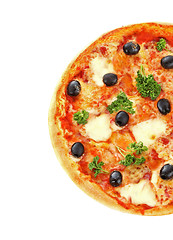 Image showing pizza with olives isolated