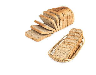 Image showing Basket with bread isolated on white.