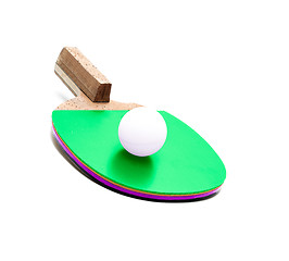 Image showing Table tennis racket and ball isolated