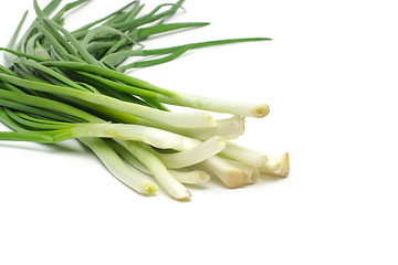 Image showing Eight ripe, beautiful spring onions