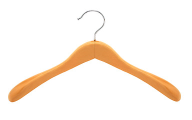 Image showing Hanger. Wood coat hanger on the background