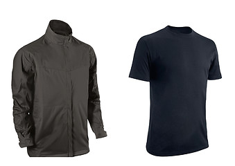 Image showing Black Tshirt and jacket on a white background.