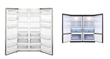 Image showing refrigerator with open door isolated