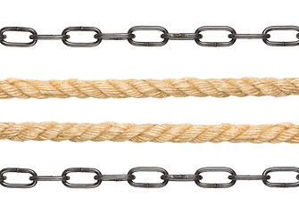 Image showing Chains with rope on white