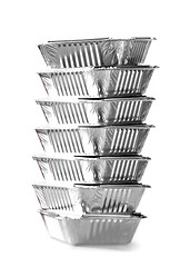 Image showing Stack Of Foil Take Away Containers