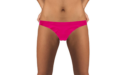 Image showing Perfect belly button, of slim beautiful woman, wearing pink panties