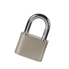 Image showing Metal padlock on white background