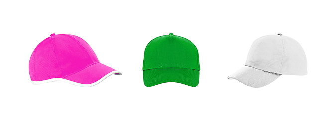 Image showing three baseball caps isolated on white background