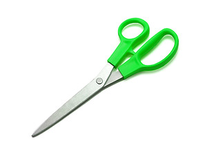 Image showing Green scissors isolated on a white background