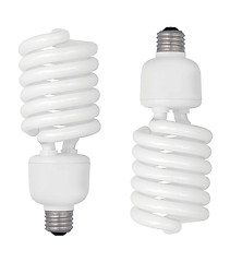 Image showing Energy saving fluorescent light bulb on white