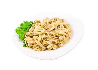 Image showing Tagliatelle pasta with pesto