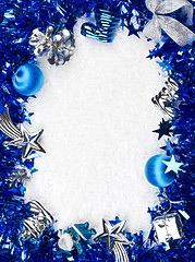 Image showing Christmas blue and silver frame